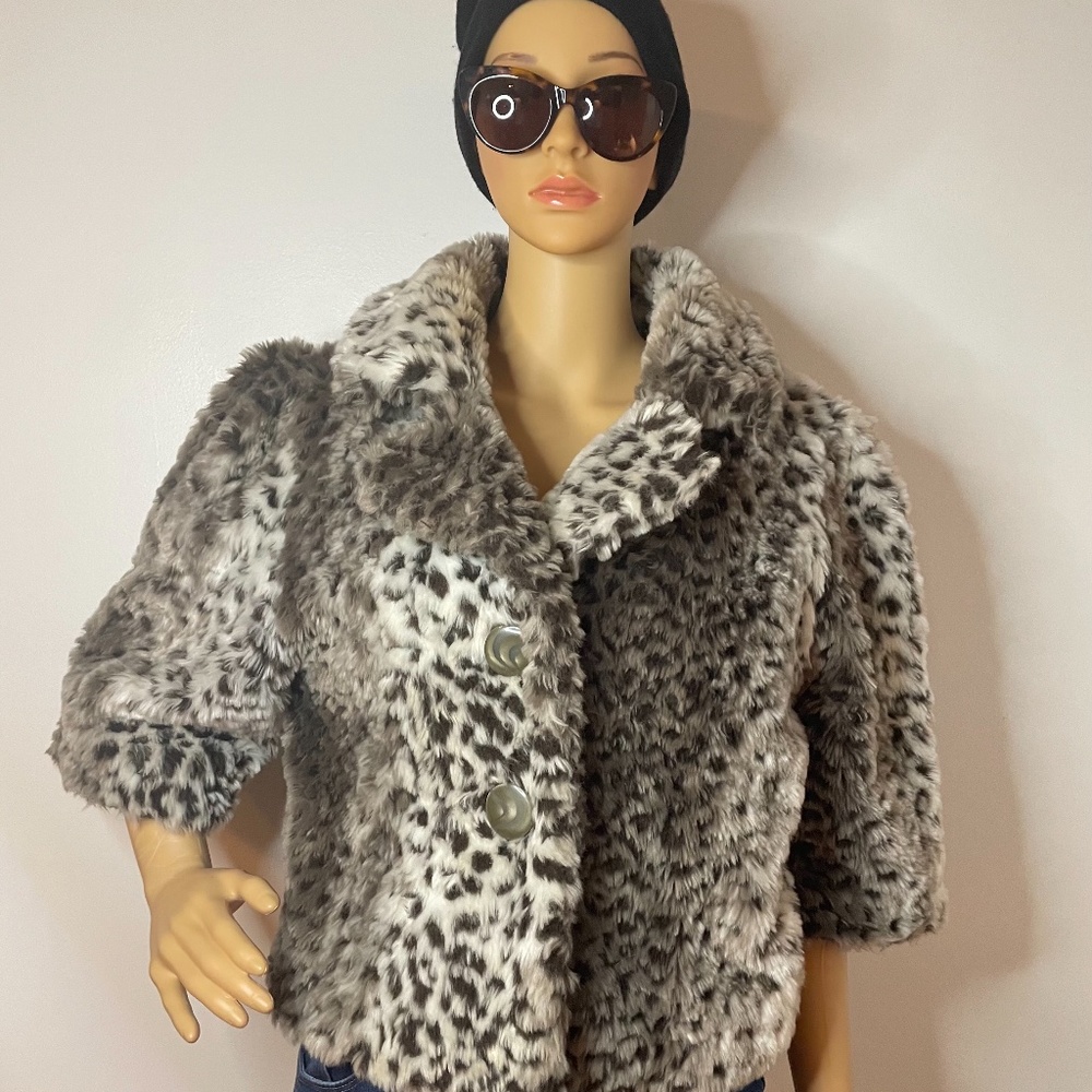 Handmade cheetah faux fur cropped sleeve coat!